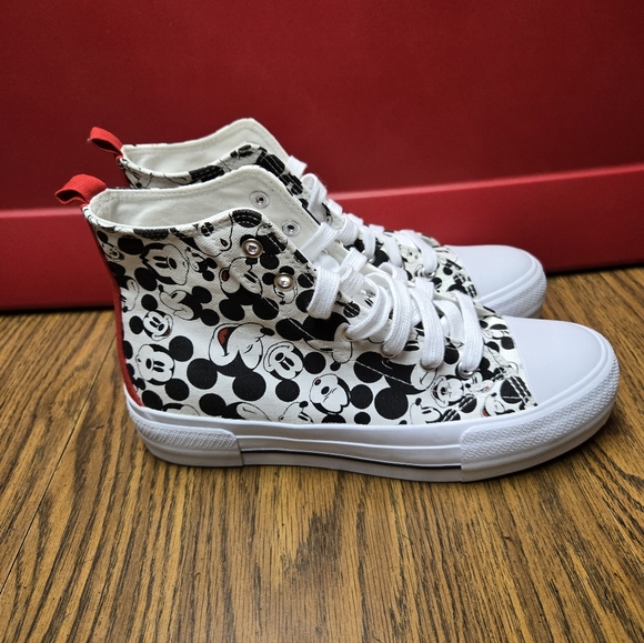 Disney Women's Mickey Mouse Sneakers - Black and White Mickey Design - Picture 3 of 8
